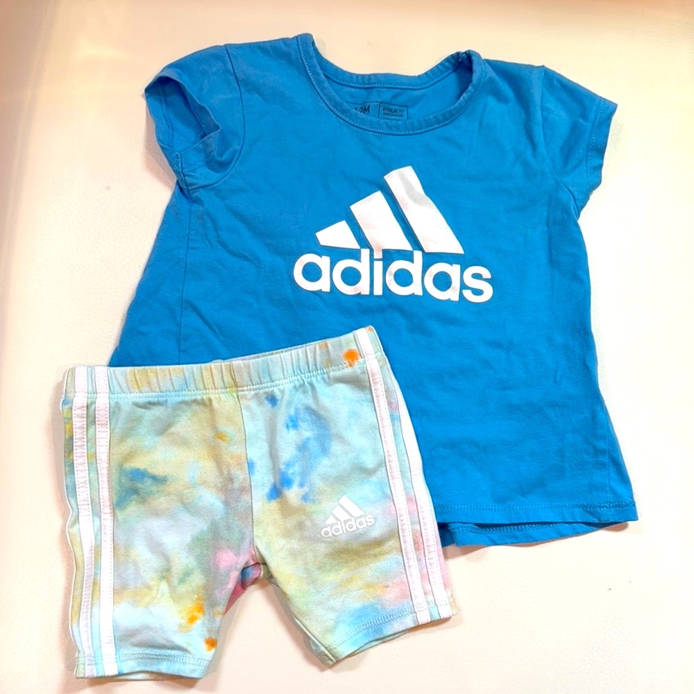 Adidas Blue T-Shirt and Tie-Dye Shorts Set